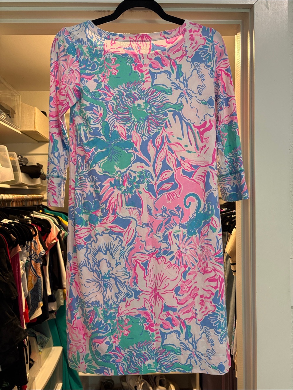 Lilly Pulitzer Long Sleeve Floral Dress - Pink, Blue, Green - Picture 5 of 5
